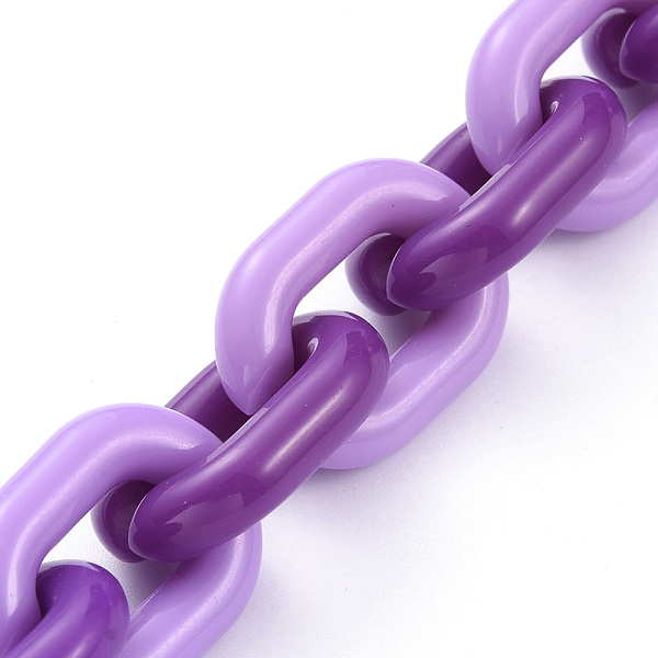 

PandaHall Handmade Acrylic Cable Chains, Purple, Links: 19x14x4mm, 39.37 inch(1m)/strand Acrylic Purple