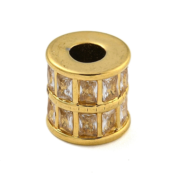 

PandaHall Ion Plating(IP) 304 Stainless Steel Beads, with Glass, Column, Real 18K Gold Plated, 10mm, Hole: 3.5mm 304 Stainless Steel Column