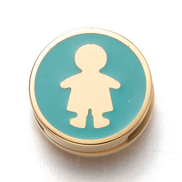 

PandaHall 304 Stainless Steel Slide Charms, Enamel Style, Flat Round with Boy, Aquamarine, Golden, 12x3.5mm, Hole: 8x1.5mm 304 Stainless..., Green