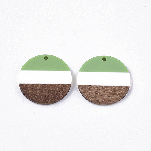 

PandaHall Tri-color Resin & Walnut Wood Pendants, Flat Round, Light Green, 28x3.5mm, Hole: 2mm Resin+Wood Flat Round