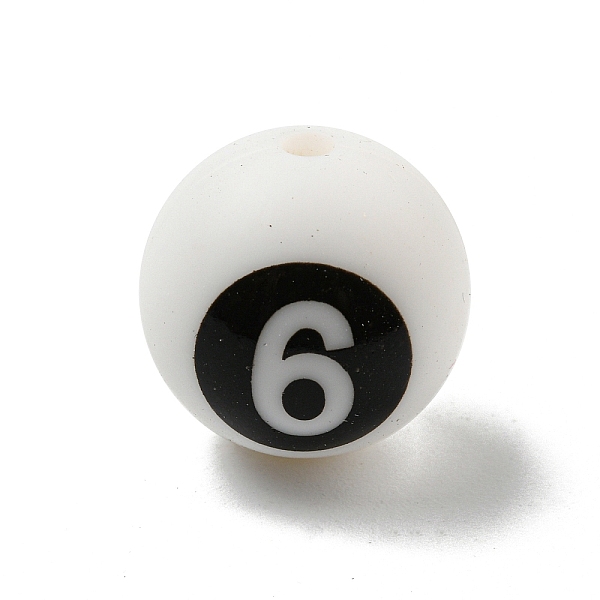 

PandaHall Round with Black Number 6 Silicone Beads, Chewing Beads For Teethers, DIY Nursing Necklaces Making, White, 14.5~15x14.5mm, Hole...