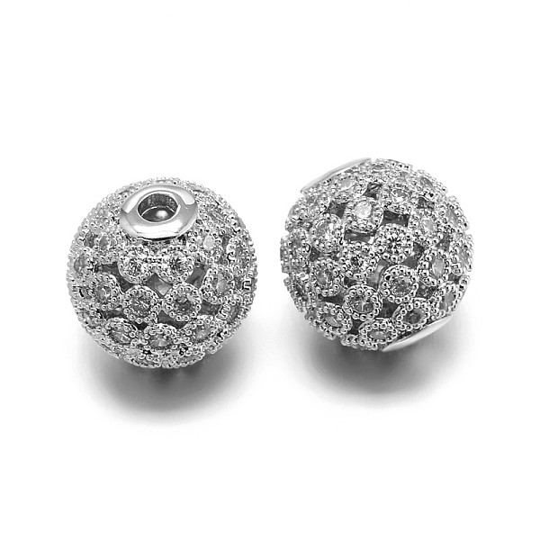 

PandaHall Brass Micro Pave Cubic Zirconia Round Beads, Real Platinum Plated, Lead Free & Cadmium Free & Nickel Free, Clear, 10mm, Hole...