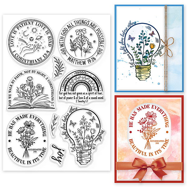 

PandaHall GLOBLELAND Religion Bible Frame Clear Stamps for DIY Scrapbooking Bible Text Border Silicone Clear Stamp Seals Transparent Stamps...