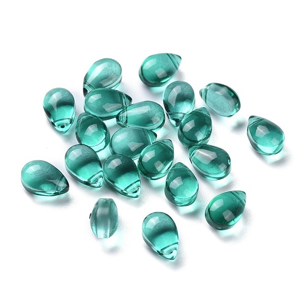 

PandaHall Transparent Glass Beads, Top Drilled Beads, Teardrop, Dark Cyan, 9x6x5mm, Hole: 1mm Glass Teardrop