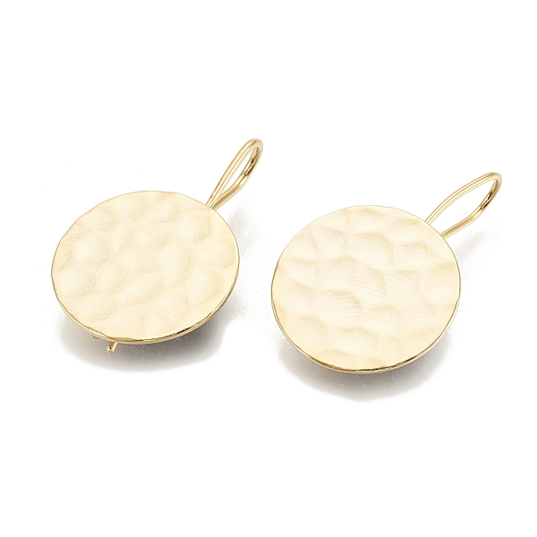 

PandaHall Hammered Brass Earring Hooks, Ear Wire, with Horizontal Loop, Flat Round, Nickel Free, Real 18K Gold Plated, 20mm, Hole: 2mm, 21...