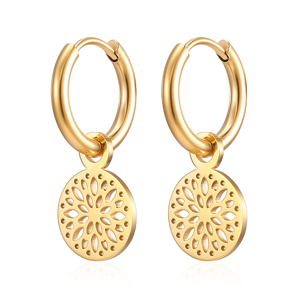 

PandaHall Stainless Steel Round Dangle Earrings for Women Stainless Steel