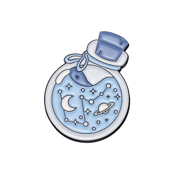 

PandaHall Alloy Enamel Pins, Dream Wishing Bottle Badge, Universe Planet Brooch for Women, Light Blue, 30x22mm Alloy+Enamel Bottle