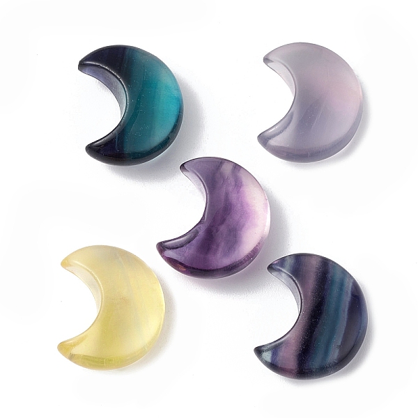 

PandaHall Natural Fluorite Moon Pocket Palm Stones, Worry Stones, for Reiki Meditation Divination Decor, 18x14x7.5mm Fluorite Moon