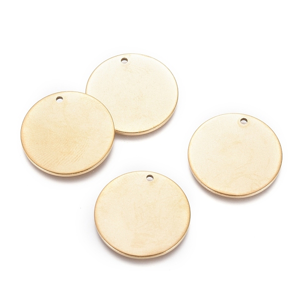 PandaHall Ion Plating(IP) 304 Stainless Steel Pendants, Blank Stamping Tag, Flat Round, Golden, 20x1mm, Hole: 1.4mm 304 Stainless Steel Flat...