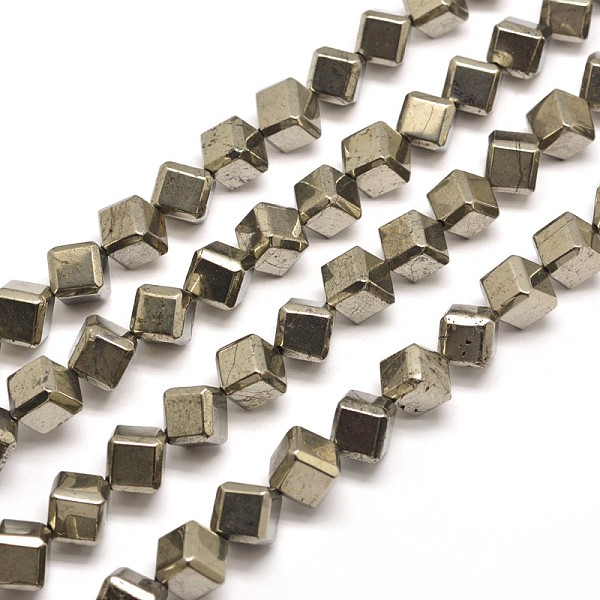 Natural Pyrite Cube Beads Strands