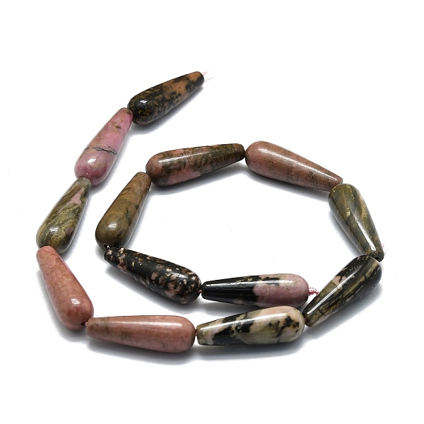 

PandaHall Natural Rhodonite Beads Strands, Waterdrop, 30x10mm, Hole: 1.4mm, about 13pcs/strand, 15.75''(40cm) Rhodonite Teardrop