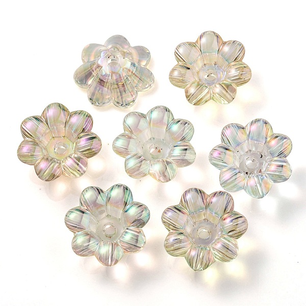 

PandaHall UV Plating Rainbow Iridescent Acrylic Beads, Flower, Honeydew, 24x10mm, Hole: 3.5mm, Inner Diameter: 8mm Acrylic Flower Green