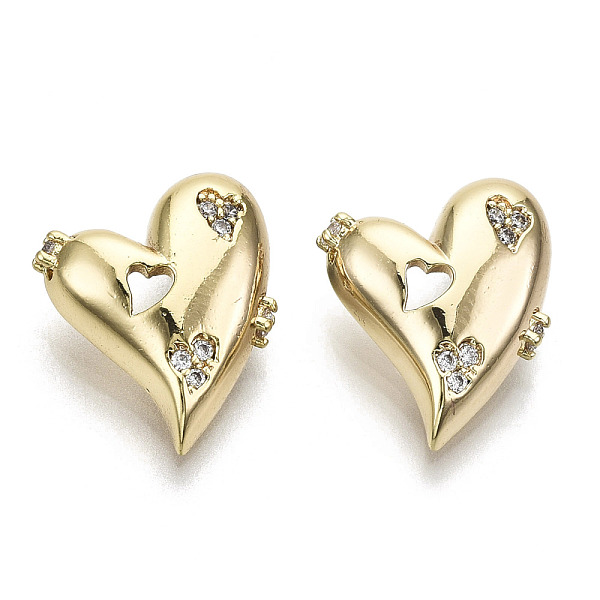

PandaHall Brass Micro Pave Cubic Clear Zirconia Charms, Nickel Free, Heart, Real 18K Gold Plated, Clear, 13x11.5x3.5mm, Hole: 1.5x3.5mm...
