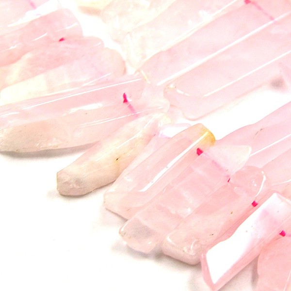

PandaHall Irregular Strip Natural Rose Quartz Graduated Beads Strands, 18~60x10~15x4~6mm, Hole: 2mm, about 32~36pcs/strand, 15.3 inch Rose...