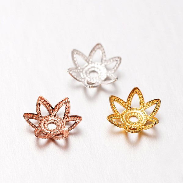 

PandaHall 6-Petal Brass Bead Caps, Lead Free, Mixed Color, 7.5x2mm, Hole: 1mm Brass