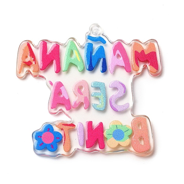 

PandaHall Colorful Acrylic Pendants, Word, 40x41.5x2.2mm, Hole: 1.7mm Acrylic Word