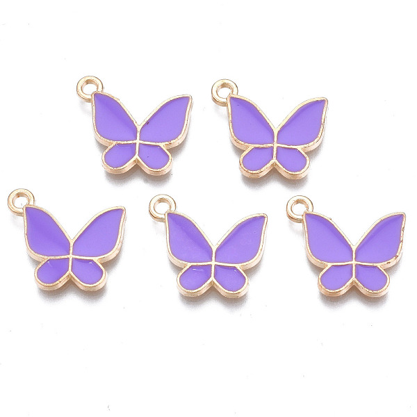 

PandaHall Alloy Enamel Pendants, Cadmium Free & Lead Free, Butterfly, Light Gold, Dark Violet, 15x17x2mm, Hole: 1.6mm Alloy+Enamel Butterfly