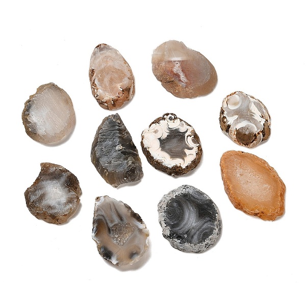 

PandaHall Natural Druzy Agate Cabochons, Geode Agate Slices, One Side Polishing, Oval, 20~30x15~25x4~5mm Natural Agate Oval