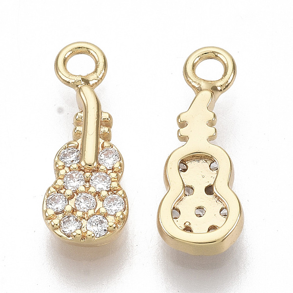 

PandaHall Brass Micro Pave Clear Cubic Zirconia Charms, Nickel Free, Guitar, Real 18K Gold Plated, 13x5x2mm, Hole: 1.4mm Brass+Cubic...