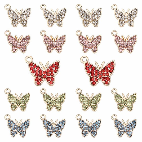 

PandaHall SUNNYCLUE 1 Box 20Pcs 5 Colors Butterfly Alloy Charms Enamel Butterfly Charms with Rhinestone for Crafts jewellery Making Earrings..., Multicolor