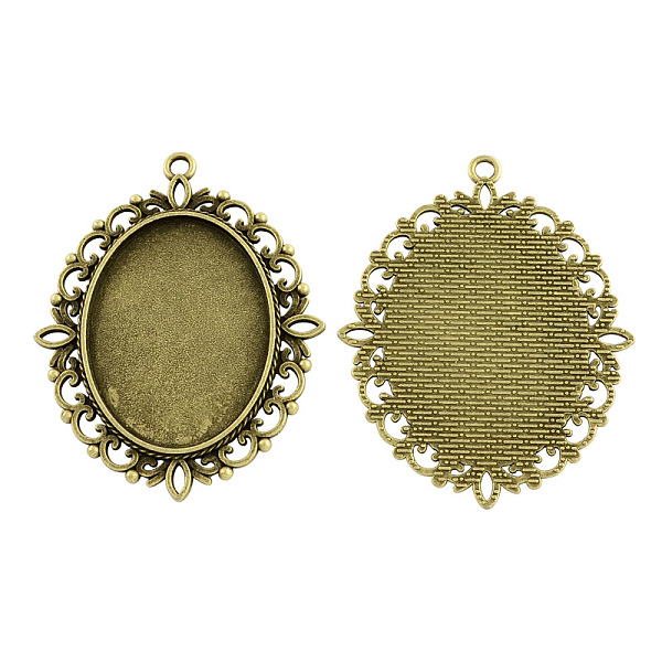 

PandaHall Tibetan Style Alloy Oval Pendant Cabochon Settings, Lead Free & Cadmium Free & Nickel Free, Antique Bronze, Tray: 40x30mm...