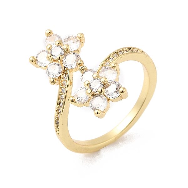 

PandaHall Cubic Zirconia Flower Open Cuff Ring, Real 16K Gold Plated Brass Jewelry for Women, Clear, US Size 6(16.5mm) Brass+Cubic Zirconia...