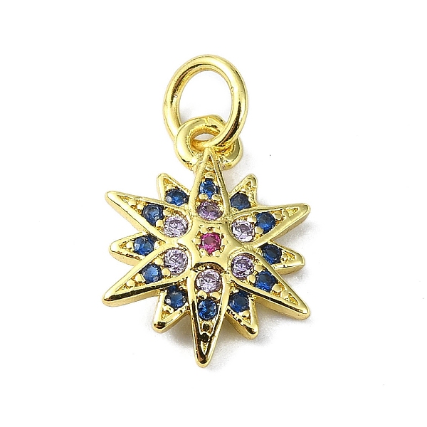 

PandaHall Brass Micro Pave Colorful Cubic Zirconia Pendants, with Jump Ring, Star Charm, Real 18K Gold Plated, 13.5x10x2mm, Hole: 3mm..., Multicolor