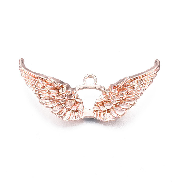 

PandaHall Rack Plating Alloy Pendants, Cadmium Free & Lead Free, Wing, Rose Gold, 23.5x48x8mm, Hole: 2.5mm Alloy Wing