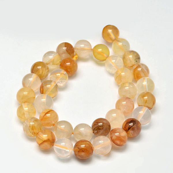 

PandaHall Natural Yellow Hematoid Quartz Round Beads Strands, Ferruginous Quartz, 10mm, Hole: 1mm, about 37pcs/strand, 15 inch Ferruginous...