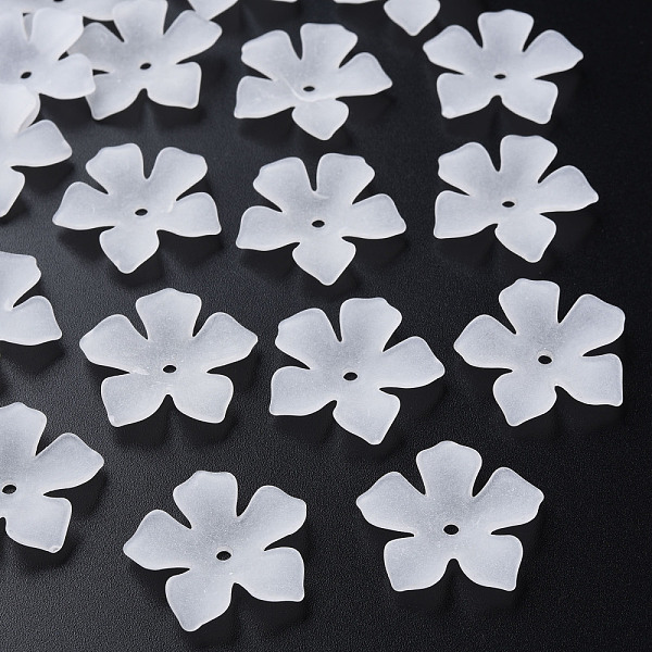 

PandaHall Transparent Acrylic Beads, Frosted, Flower, White, 25.5x26.5x4.5mm, Hole: 2mm, about 900pcs/500g Acrylic Flower White
