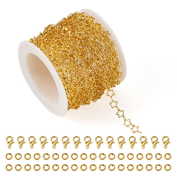 

PandaHall DIY Chain Bracelet Necklace Making Kit, Including Brass Star & Oval Link Chains & Jump Rings, Alloy Clasp, Golden, about...