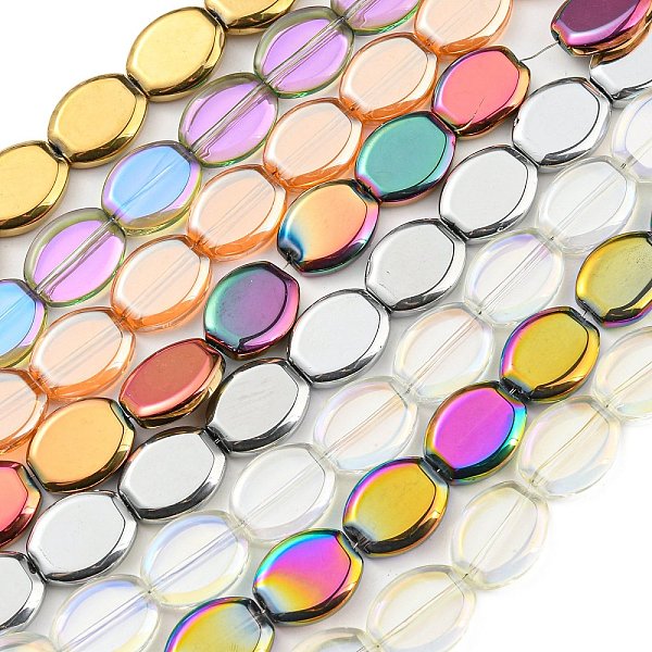 

PandaHall Electroplate Glass Beads Strands, Oval, Mixed Style, Mixed Color, 17x13.5x4.5mm, Hole: 1.2mm, about 37pcs/strand, 24.80 inch(63cm)..., Multicolor