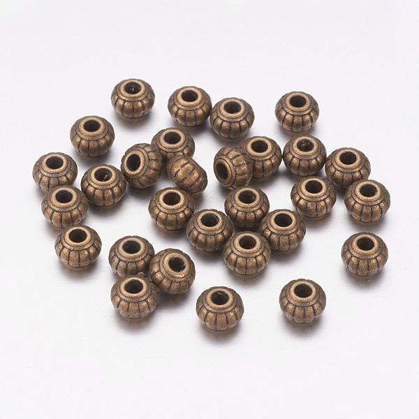 

PandaHall Tibetan Style Alloy Beads, Rondelle, Antique Bronze, Lead Free & Cadmium Free & Nickel Free, 6x4.5mm, Hole: 1.5mm Alloy Rondelle