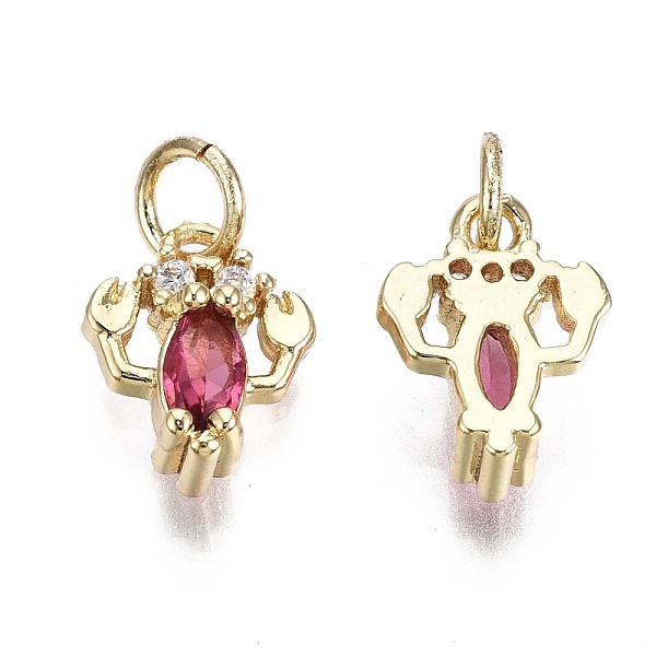 

PandaHall Brass Micro Pave Cerise & Clear Cubic Zirconia Charms, with Jump Rings, Cadmium Free & Nickel Free & Lead Free, Lobster Shape...