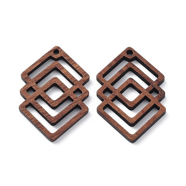 

PandaHall Walnut Wood Laser Cut Pendants, Hollow Charms, Undyed, Rhombus, 34.5x23x2.4mm, Hole: 1.8mm Wood Rhombus Brown