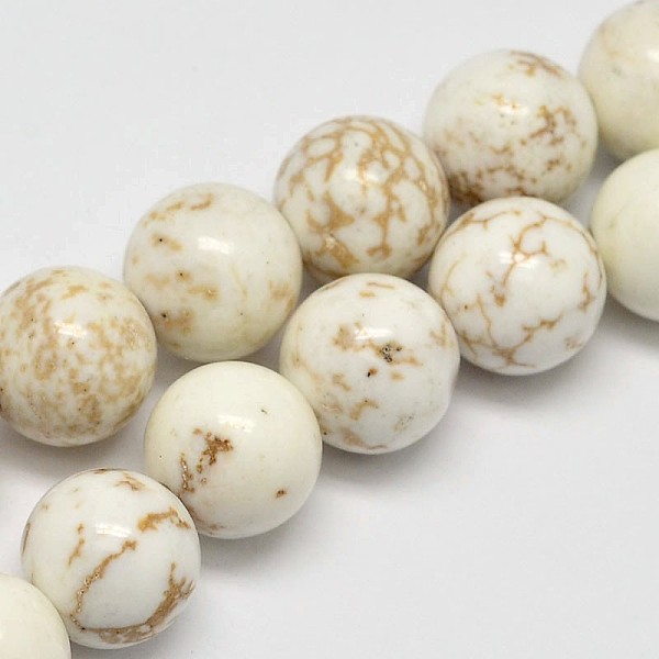 

PandaHall Round Natural Magnesite Beads Strands, Creamy White, 8mm, Hole: 1mm, about 48pcs/strand, 15.7 inch Magnesite Round