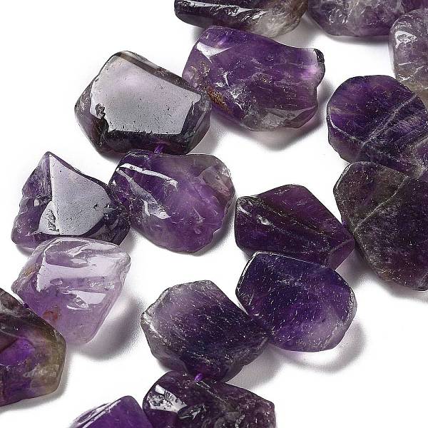 

PandaHall Natural Amethyst Beads Strands, Nuggets, Top Drilled, 16~17x18~23.5x6~8mm, Hole: 0.7mm, about 15pcs/strand, 7.28~7.72''...