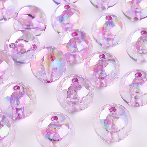 

PandaHall Transparent Acrylic Beads, AB Color Plated, Round, Violet, 20x19mm, Hole: 3mm, about 111pcs/500g Acrylic Round Purple