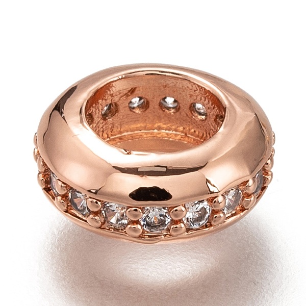 

PandaHall Brass Micro Pave Clear Cubic Zirconia Beads, Cadmium Free & Lead Free, Large Hole Beads, Long-Lasting Plated, Donut, Rose Gold...