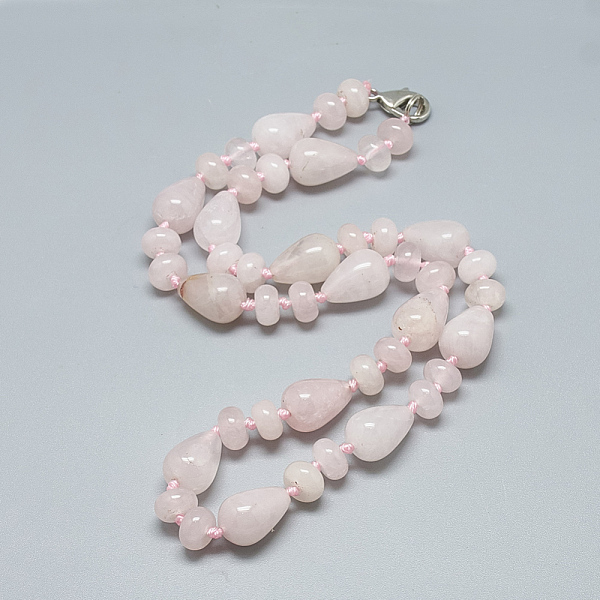 

PandaHall Natural Rose Quartz Beaded Necklaces, with Alloy Lobster Clasps, Teardrop, 18.1 inch~18.5 inch(46~47cm) Rose Quartz