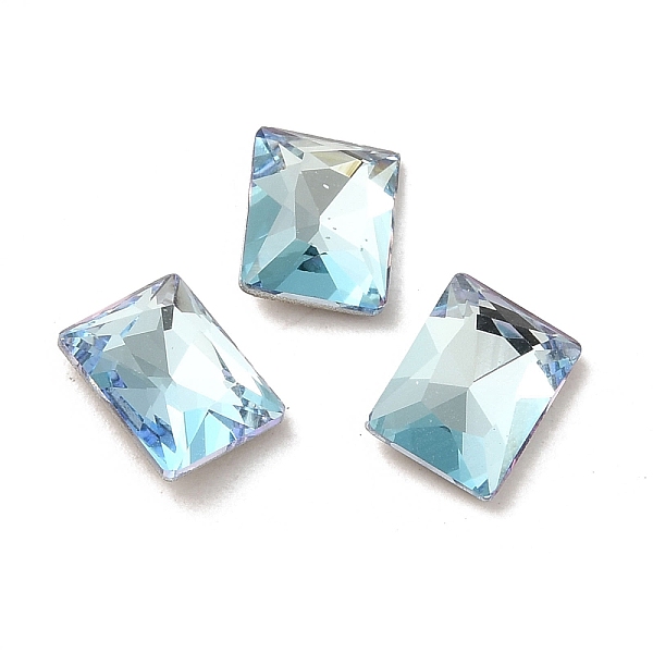 

PandaHall Glass Rhinestone Cabochons, Point Back & Back Plated, Faceted, Rectangle, Light Azore, 8x6x2.8mm Glass Rhinestone Rectangle Blue