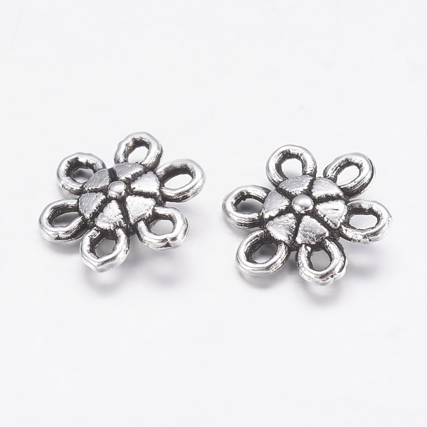 

PandaHall Tibetan Style Connectors/Links, Lead Free, Cadmium Free and Nickel Free, Flower, Antique Silver, 9x9x3mm, Hole: 1mm Alloy Flower