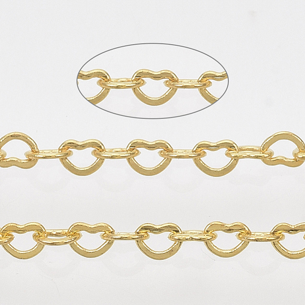 

PandaHall 3.28 Feet Soldered Brass Heart Chains, Golden, 1.8x2.4x0.4mm Brass