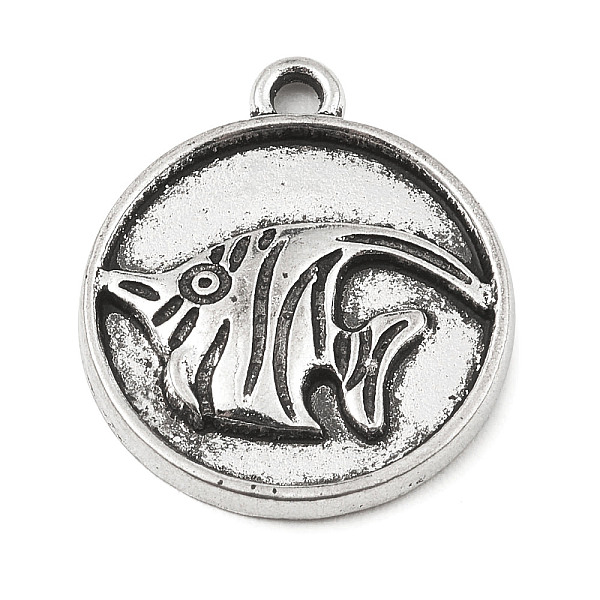 

PandaHall DIY Alloy Pendants, Flat Round with Ocean Series, Fish, 20x17x2mm, Hole: 1.8mm Alloy Fish