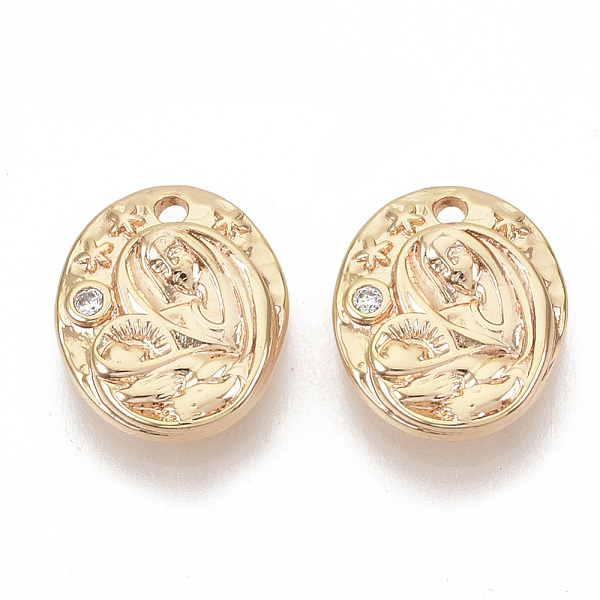 

PandaHall Brass Micro Pave Cubic Zirconia Charms, Nickel Free, Oval, Clear, Real 18K Gold Plated, 13.5x11.5x3mm, Hole: 1.4mm Brass+Cubic...