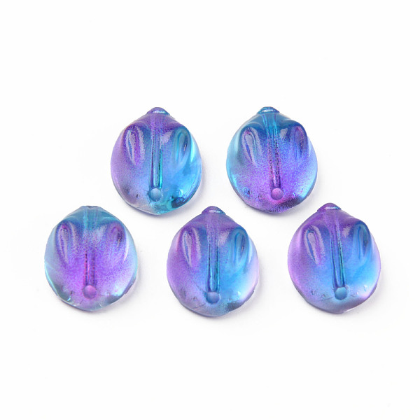 

PandaHall Two Tone Transparent Spray Painted Glass Beads, Rabbit, Blue Violet, 14x12x8mm, Hole: 1.4mm Glass Rabbit