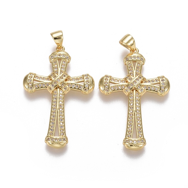 

PandaHall Brass Micro Pave Cubic Zirconia Pendants, Cross, Clear, Real 18K Gold Plated, 34.5x22x3.5mm, Hole: 3.5x5mm Brass+Cubic Zirconia...