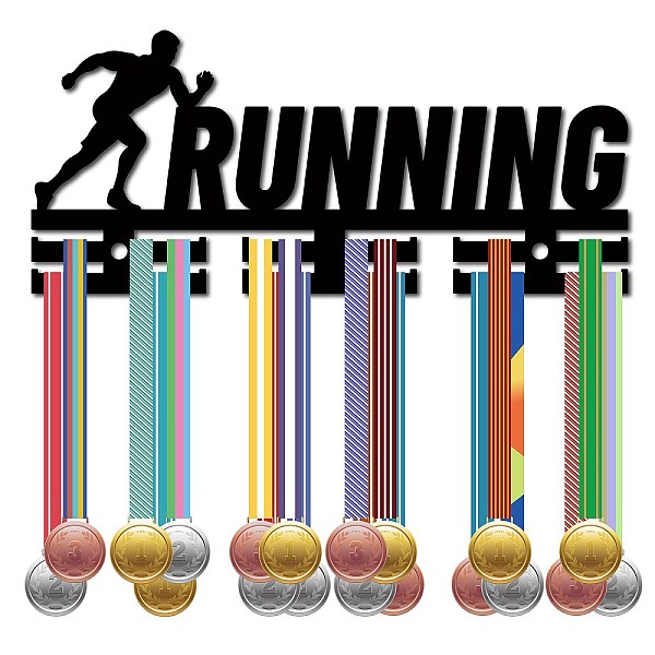 

PandaHall CREATCABIN Running Medal Holder Sport Medal Hanger Medal Rack Acrylic Display Wall Rack Mounted Over 40 Medals for Athletes..., Black