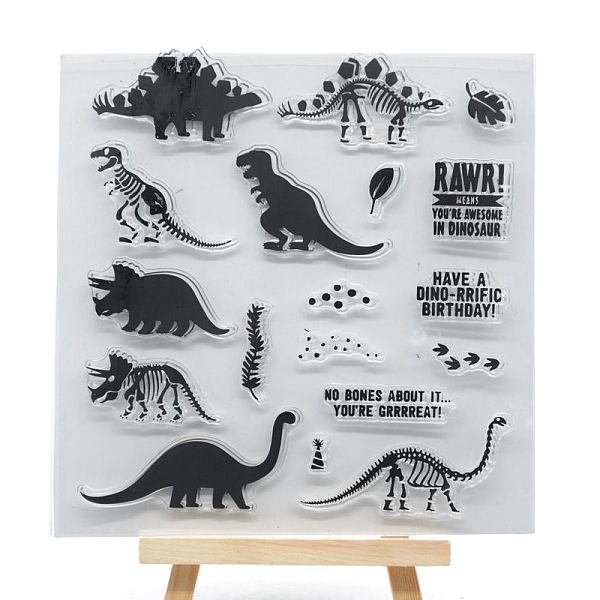 

PandaHall Dinosaur Plastic Stamps, for DIY Scrapbooking, Photo Album Decorative, Cards Making, Clear, 140x140mm Plastic Dinosaur Clear