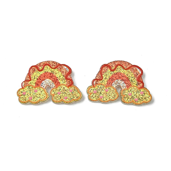 

PandaHall Resin Decoden Cabochons, with Paillette/Glitter Sequins, Rainbow, 17x24.5x2mm Resin Rainbow Gold
